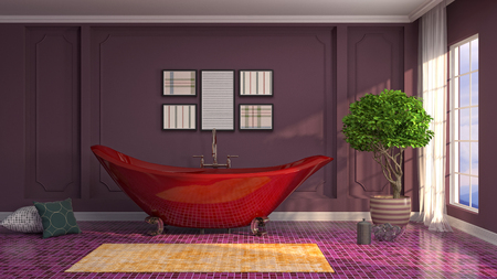 Bathroom interior. 3D illustrationの写真素材