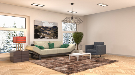 Interior of the living room. 3D illustrationの写真素材