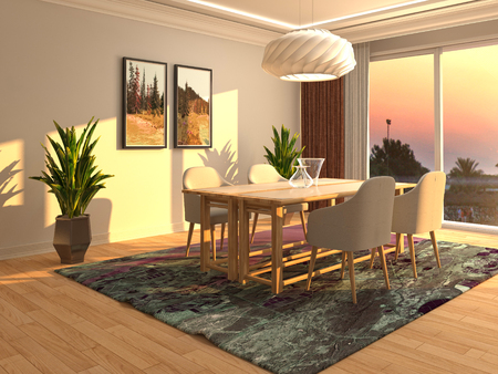 Interior dining area. 3d illustrationの写真素材