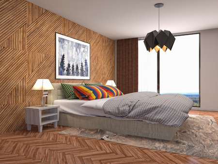 Bedroom interior. 3d illustrationの写真素材