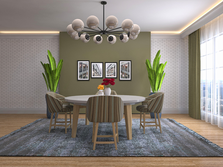Interior dining area. 3d illustrationの写真素材