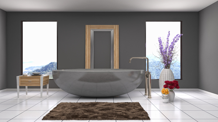 Bathroom interior. 3D illustrationの写真素材