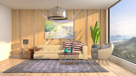 Interior of the living room. 3D illustrationの写真素材