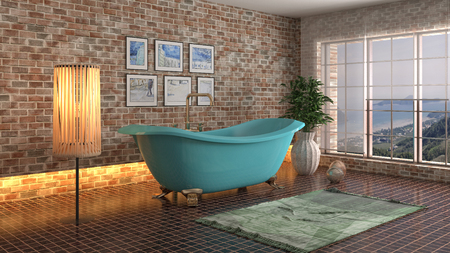 Bathroom interior. 3D illustrationの写真素材