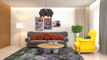 Interior of the living room. 3D illustration