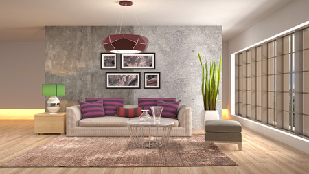 Interior of the living room. 3D illustration
