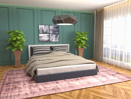 Bedroom interior. 3d illustrationの写真素材