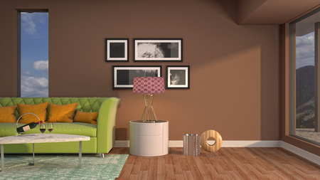 Interior of the living room. 3D illustrationの写真素材