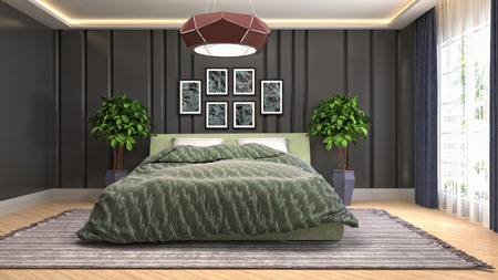 Bedroom interior. 3d illustrationの写真素材