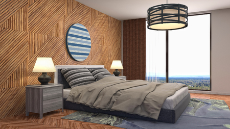 Bedroom interior. 3d illustrationの写真素材