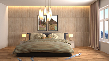 Bedroom interior. 3d illustrationの写真素材