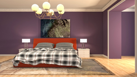 Bedroom interior. 3d illustrationの写真素材