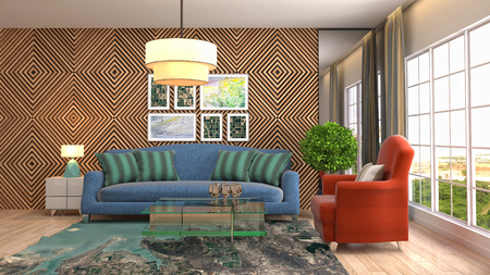 Interior of the living room. 3D illustrationの写真素材