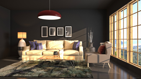 Interior of the living room. 3D illustrationの写真素材
