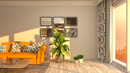 Interior of the living room. 3D illustrationの写真素材
