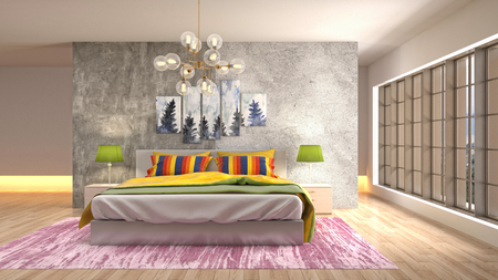Bedroom interior. 3d illustrationの写真素材