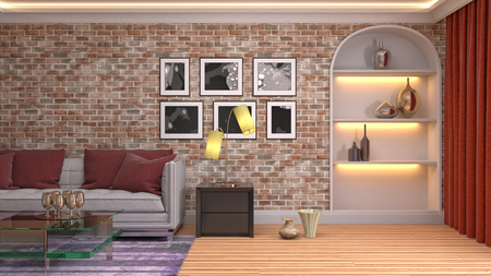 Interior of the living room. 3D illustrationの写真素材