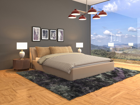 Bedroom interior. 3d illustrationの写真素材