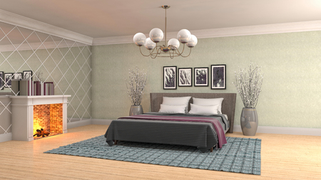 Bedroom interior. 3d illustrationの写真素材