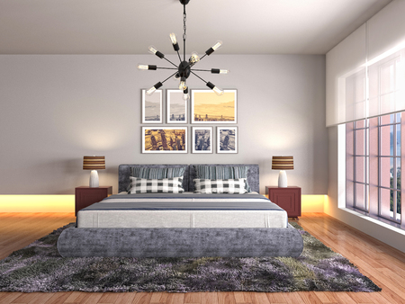 Bedroom interior. 3d illustrationの写真素材