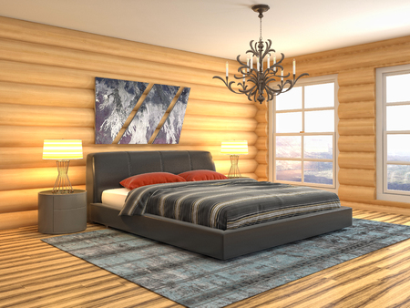 Bedroom interior. 3d illustrationの写真素材