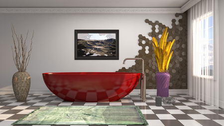 Bathroom interior. 3D illustrationの写真素材