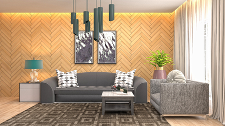 Interior of the living room. 3D illustrationの写真素材