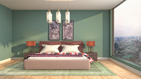 Bedroom interior. 3d illustrationの写真素材