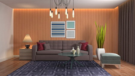 Interior of the living room. 3D illustration