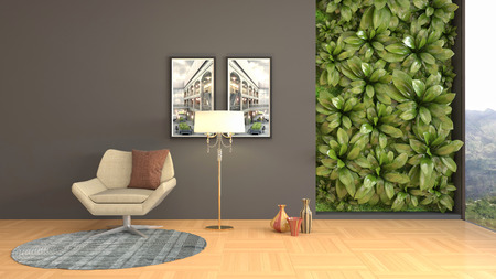 interior with chair. 3d illustrationの写真素材