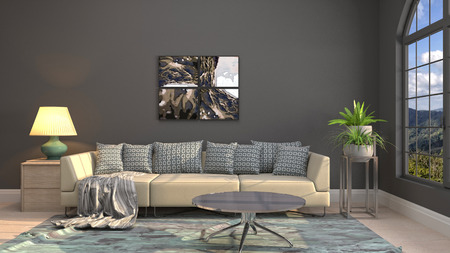 Interior of the living room. 3D illustration
