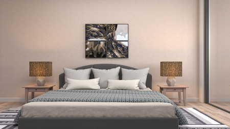 Bedroom interior. 3d illustrationの写真素材