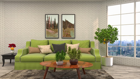 Interior of the living room. 3D illustration