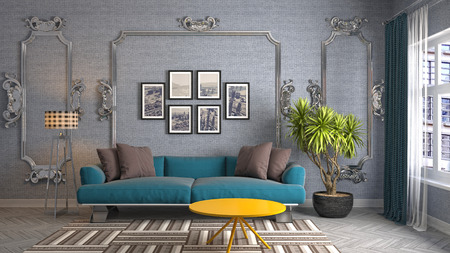 Interior of the living room. 3D illustration