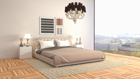 Bedroom interior. 3d illustrationの写真素材