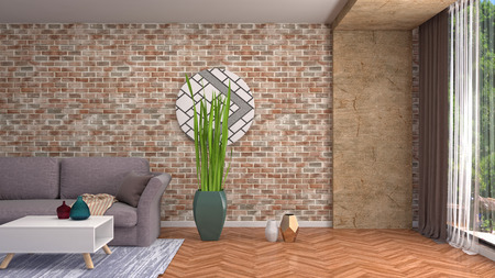 Interior of the living room. 3D illustrationの写真素材