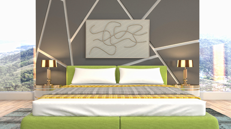 Bedroom interior. 3d illustrationの写真素材