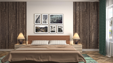 Bedroom interior. 3d illustrationの写真素材