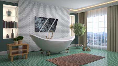 Bathroom interior. 3D illustrationの写真素材