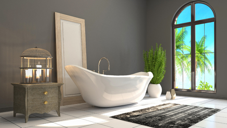 Bathroom interior. 3D illustrationの写真素材