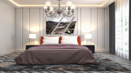 Bedroom interior. 3d illustrationの写真素材