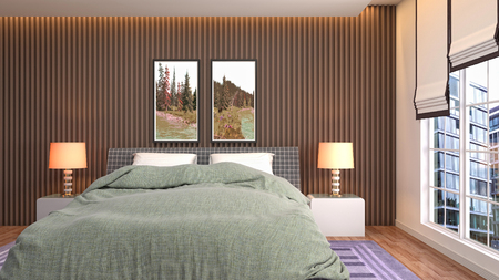 Bedroom interior. 3d illustrationの写真素材
