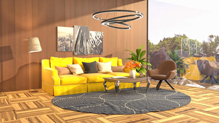 Interior of the living room. 3D illustrationの写真素材