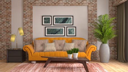 Interior of the living room. 3D illustration