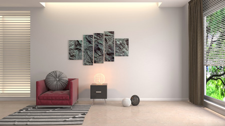 interior with chair. 3d illustration