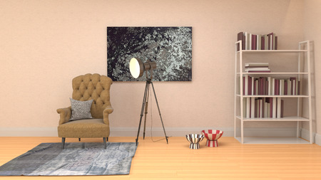 interior with chair. 3d illustration