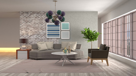 Interior of the living room. 3D illustration