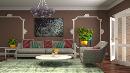 Interior of the living room. 3D illustrationの写真素材
