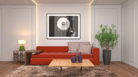 Interior of the living room. 3D illustration