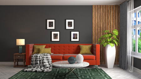 Interior of the living room. 3D illustration